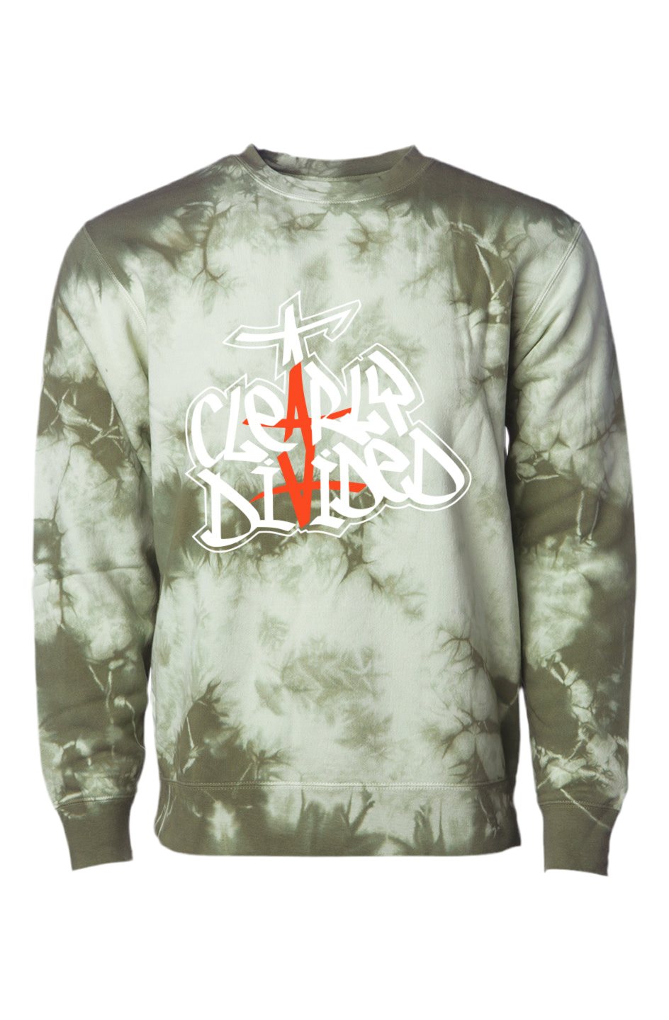 Clearly Divided Tie Dye Olive Crew Neck